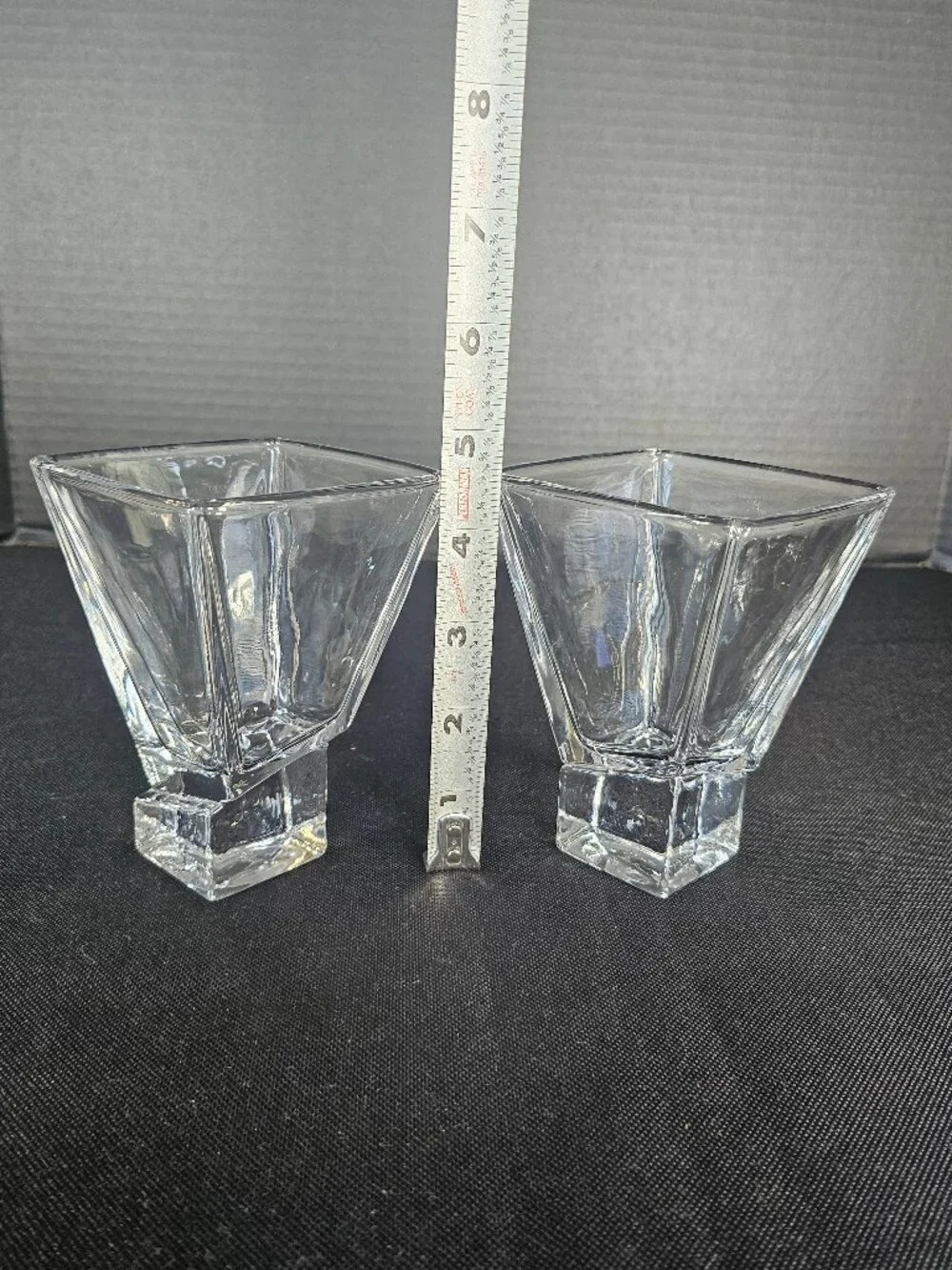 Joy Jolt Carre Modern Geometric Square Heavy Base Cocktail Glasses Set of Two